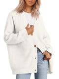 European and American Style Simple and Versatile Knitted Button V-neck Solid Color Sweater for Women