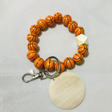Wooden Bead Bracelet Keychain