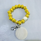 Wooden Bead Bracelet Keychain