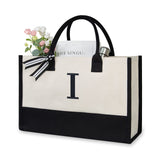 🎁BOGO🎁 Buy One Get One😍Birthday Gifts for Women Initial Canvas Tote Bag Embroidery Monogram Gift Totes Beach Bag with Zipper Pocket