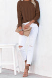 Plain Hollow Out Long Sleeve Sweater