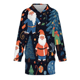 Oversized Wearable Blanket Christmas Print Hoodie With Pocket