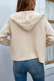 Cable Knit Open Front Cardigan With Hood
