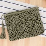 Paziye Boho Tassel Woven Straw Clutch Bag