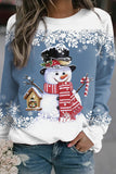Women Christmas Cute Funny Snowman Graphic Sweatshirt Merry Christmas Snowflake Graphic Print Long Sleeve Pullover Tops