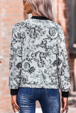 Floral Print Zipper Jacket Coat