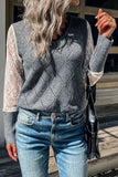 Lace Sleeves Diamond Knit Pullover Sweaters