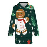 Oversized Wearable Blanket Christmas Print Hoodie With Pocket