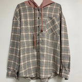 Plaid Hoodies Shacket Shirt Jacket Women