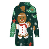 Oversized Wearable Blanket Christmas Print Hoodie With Pocket