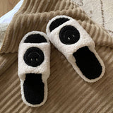 Paziye Smiley Face Slippers for Women Anti-Slip Soft Plush Comfy Indoor Slippers