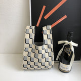 Paziye Bag - Check Double Knit Shopping Bag