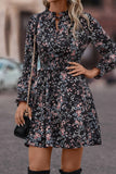 Floral Print Elastic Waist Ruffle Mini Dress