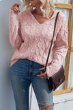 Cable Knit V Neck Hoodies Sweater