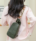 Women Chest Bag Sling Bag Small Crossbody PU Leather Satchel Daypack Shoulder Backpack for Traveling Hiking