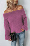 Plain Off Shoulder Hairy Knit Sweaters