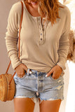 Khaki Waffle Knit Henley Top