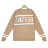 Fall Outfits Apres Ski Letter Knit Pullover Sweaters