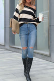 Colorblock Stripes Drop Shoulder Knitting Sweater