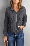 Gray Quilted Patch Half Zipper Sweatshirt