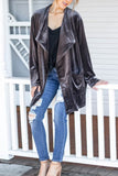 Winter Outfits Plain Lapel Collar Open Velvet Cardigans