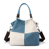 Patchwork Color Shoulder Bag Stylish Vintage Tote Bag