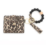 Paziye Silicone Bead Bracelet Card Case PU Tassel Lady Keychain