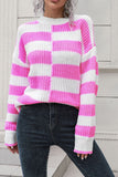 Winter Outfits Asymmetrically Striped Knit Pullover Sweaters
