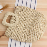 Paziye Round Semi Circle Straw Tote Bag
