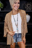 Autumn Outfits Brown 3/4 Sleeve Sequin Cardigan