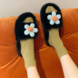 Women's Flower Fluffy Cotton Slippers