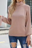 Plain Turtle Neck Tie Sleeves Knit Sweaters
