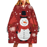 Oversized Wearable Blanket Christmas Print Hoodie With Pocket