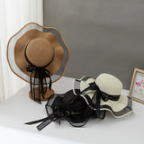 Paziye Straw Hat Bow Lace Beach Hat