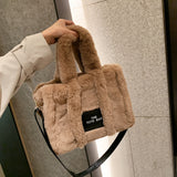 Faux Fur Large Tote Bag Designer Soft Plush Women Handbags Pluffy Shoulder Crossbody Bags Warm Winter Big Shopper Purses