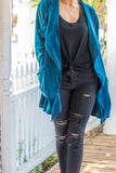 Winter Outfits Plain Lapel Collar Open Velvet Cardigans