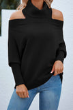High Neck Cold Shoulder Pullover Autumn Outfits   Sweaters