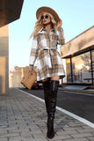 Open Button Plaid Long Jackets With Waist Belt
