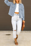 Plain Pocket Open Button Short Length Corduroy Jackets
