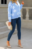 Flower V Neck Button Cardigan