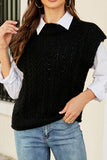 Black Chevron Knit Sleeves Pullover Vest