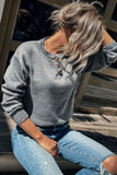 Plain Long Sleeve Button Autumn Outfits Sweater