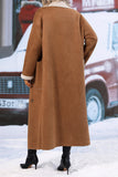 Brown Sherpa Lining Suede Long Winter Outfuts Coat