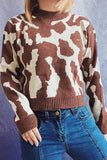 Leopard Knit Short Length Pullover Winter Outfits Sweaters