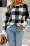 Plaid Colorblock Pullover Sweater