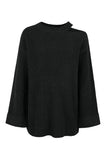 Solid Color Cold Shoulder Long Sleeve Sweater