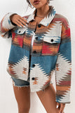 Women Winter Outfits Aztec Print Pocketed Button Up Shackets