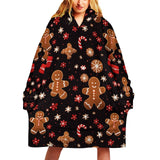 Oversized Wearable Blanket Christmas Print Hoodie With Pocket