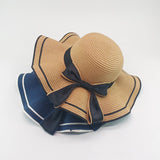 Paziye Big Brim Sun Hat with Wavy Bow Beach Hat