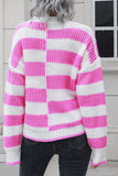 Winter Outfits Asymmetrically Striped Knit Pullover Sweaters